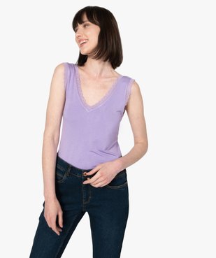 Débardeur femme avec décolleté en V en dentelle vue1 - GEMO C4G FEMME - GEMO