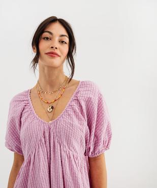 Robe longue ample en coton gaufré femme vue2 - GEMO(FEMME PAP) - GEMO