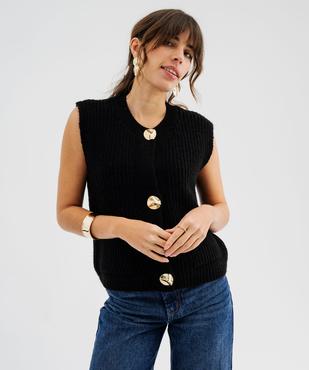 Gilet sans manches en grosse maille à boutons bijoux femme vue4 - GEMO(FEMME PAP) - GEMO