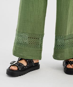 Pantalon large en gaze de coton et dentelle ajourée femme vue2 - GEMO(FEMME PAP) - GEMO