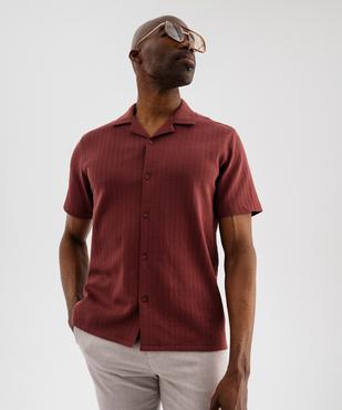 Chemise manches courtes en maille fantaisie avec col cubain homme vue2 - GEMO 4G HOMME - GEMO