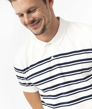 Polo manches courtes en maille piquée rayée homme vue2 - GEMO (HOMME) - GEMO