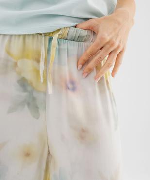 Bas de pyjama en viscose fluide imprimée femme vue2 - GEMO 4G FEMME - GEMO