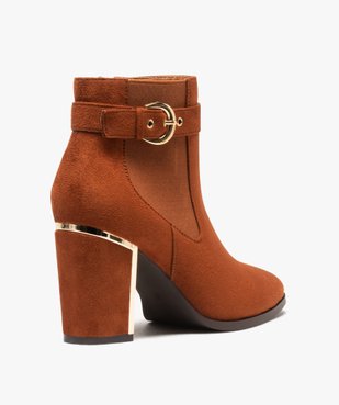 Boots femme à talon unis en suédine détails métallisés vue4 - Nikesneakers(URBAIN) - Nikesneakers