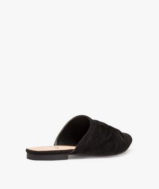 Sandales femme mules plates en suédine drapée unie vue4 - GEMO (CASUAL) - GEMO