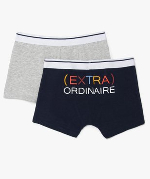 Boxer garçon avec inscriptions contenant du coton bio (lot de 2) vue1 - GEMO 4G GARCON - GEMO