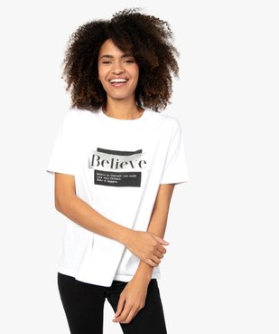 Tee-shirt femme à manches courtes et large motif vue1 - GEMO(FEMME PAP) - GEMO