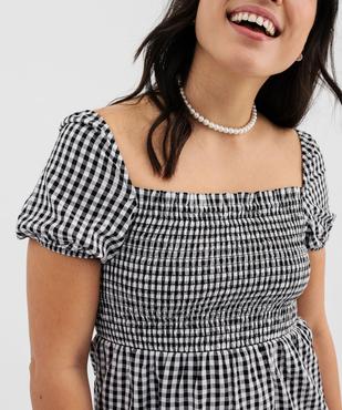 Robe à manches courtes et buste smocké femme vue2 - GEMO(FEMME PAP) - GEMO