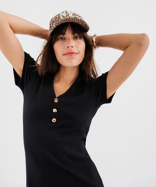 Robe longue en maille côtelée à manches courtes femme vue2 - GEMO(FEMME PAP) - GEMO