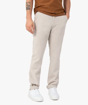 Pantalon homme en lin et coton avec taille ajustable vue1 - GEMO (HOMME) - GEMO