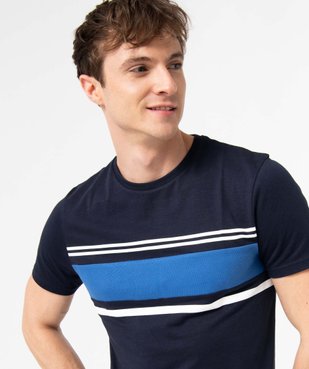 Tee-shirt homme à manches courtes avec buste rayé vue2 - GEMO (HOMME) - GEMO