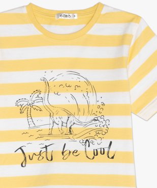 Pyjashort garçon avec haut rayé et motif dinosaure vue3 - GEMO (ENFANT) - GEMO