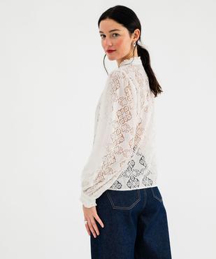 Chemise en maille ajourée et col volanté femme vue3 - GEMO(FEMME PAP) - GEMO