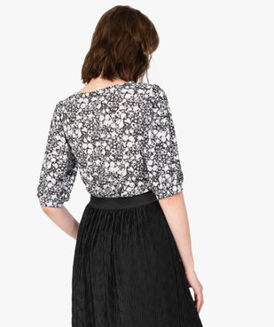 Tee-shirt femme à motifs fleuris à manches bouffantes vue3 - GEMO(FEMME PAP) - GEMO