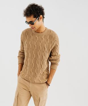 Pull en maille torsadée à col rond homme vue1 - GEMO (HOMME) - GEMO