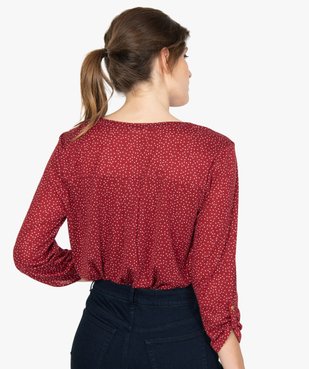 Tee-shirt femme manches 3/4 imprimé à col original vue3 - GEMO C4G FEMME - GEMO
