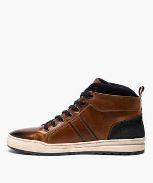 Baskets homme semi-montantes dessus cuir vue3 - GEMO (CASUAL) - GEMO