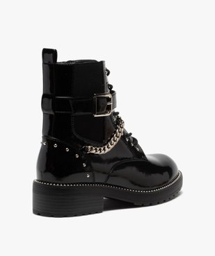 Boots femme vernis à détails métallisés style rock vue4 - GEMO (CASUAL) - GEMO