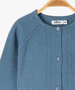 Gilet court avec détails ajourés bébé fille vue2 - GEMO(BEBE DEBT) - GEMO