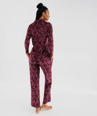 Pyjama en velours ras extensible à motif fleuri femme vue4 - GEMO(HOMWR FEM) - GEMO