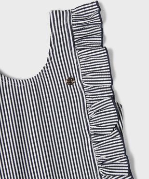 Maillot de bain 1 pièce à rayures et volants fille - LuluCastagnette vue2 - LULUCASTAGNETTE - GEMO