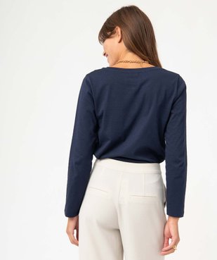 Tee-shirt femme à manches longues et col rond vue3 - GEMO(FEMME PAP) - GEMO