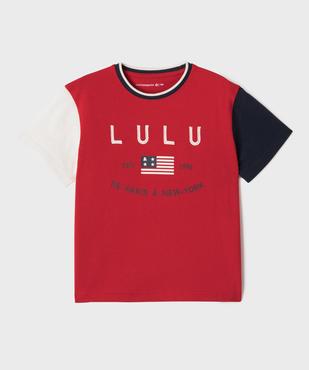 Tee-shirt manches courtes tricolore coupe oversize garçon - LuluCastagnette vue2 - LULU CASTAGNETTE G4G D - GEMO