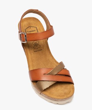 Sandales femme compensées dessus cuir et métal - Tanéo vue5 - TANEO - GEMO