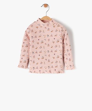 Tee-shirt bébé fille en maille côtelée à motifs fleuris vue1 - GEMO C4G BEBE - GEMO