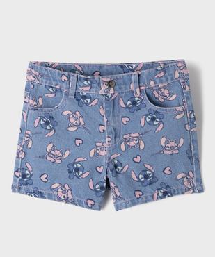Short en jean avec motifs Stitch et Angel avec taille ajustable fille - Disney vue1 - LILO & STITCH - GEMO