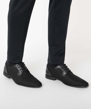 Derbies homme unis en toile et matière lisse vue2 - MARIO BALDANO - GEMO