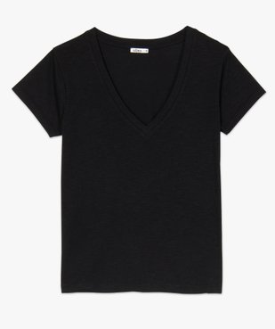 Tee-shirt femme à manches courtes et grand col V vue4 - GEMO(FEMME PAP) - GEMO