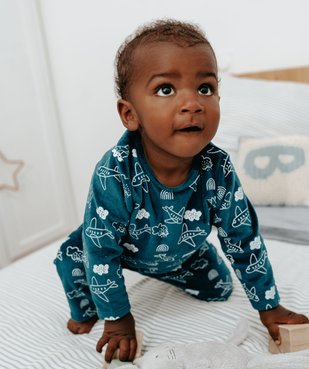 Pyjama 2 pièces en velours imprimé avion bébé vue5 - GEMO(BB COUCHE) - GEMO