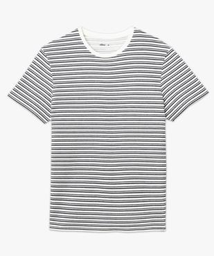Tee-shirt à manches courtes en maille texturée à rayures homme vue4 - GEMO