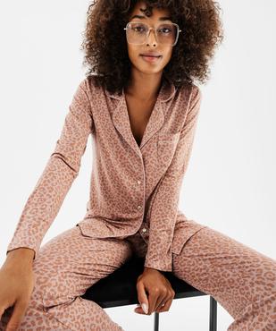 Pyjama deux pièces en viscose femme : chemise et pantalon vue1 - GEMO 4G FEMME - GEMO