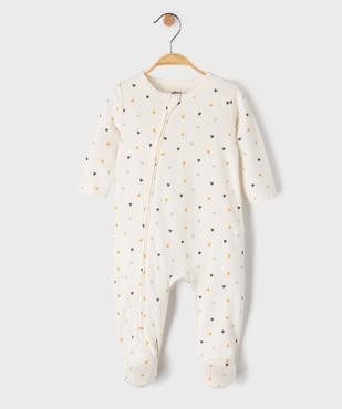 Pyjama dors bien en coton imprimé coeurs ouverture devant par zip bébé vue1 - GEMO 4G BEBE - GEMO