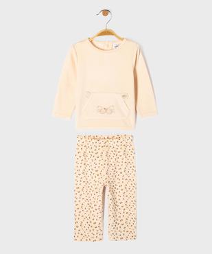 Pyjama 2 pièces en velours à motif léopard bébé fille vue2 - GEMO 4G BEBE - GEMO