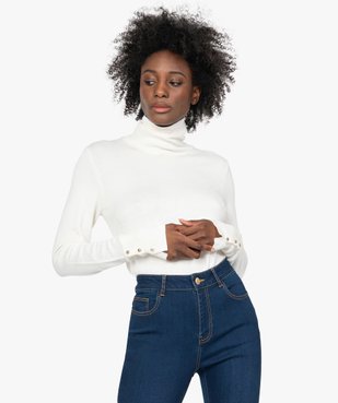 Pull femme à col roulé et boutons sur les poignets vue1 - GEMO(FEMME PAP) - GEMO