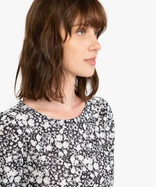 Tee-shirt femme à motifs fleuris à manches bouffantes vue2 - GEMO(FEMME PAP) - GEMO