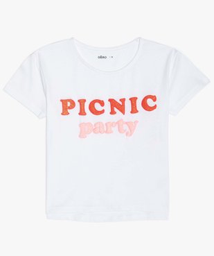 Tee-shirt court fille imprimé pailleté vue1 - GEMO (ENFANT) - GEMO
