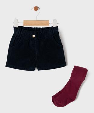 Ensemble 2 pièces short en velours + collant épais bébé fille - LuluCastagnette vue2 - LULUCASTAGNETTE - GEMO