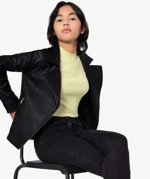 Blouson fille esprit biker avec fermetures zippées vue1 - GEMO (JUNIOR) - GEMO