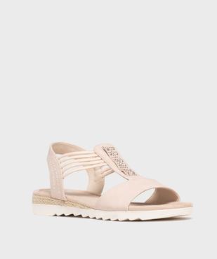 Sandales à petit talon compensé et brides élastiques femme - Emilia Rosa vue2 - EMILIA ROSA - GEMO