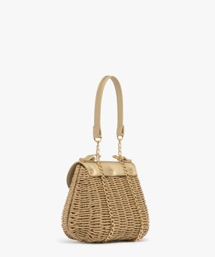 Sac besace compact en paille avec bandoulière chaîne femme vue2 - GEMO (ACCESS) - GEMO