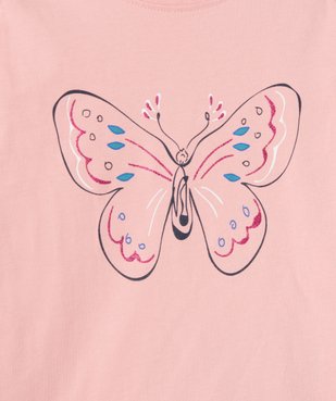 Pyjama fille bicolore avec motif papillon sur le haut vue2 - GEMO (ENFANT) - GEMO