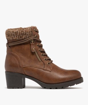 Boots femme à talon et fourrées avec col chaussette vue1 - GEMO(URBAIN) - GEMO