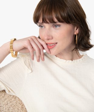 Tee-shirt femme à manches ¾ avec détails froncés vue2 - GEMO(FEMME PAP) - GEMO