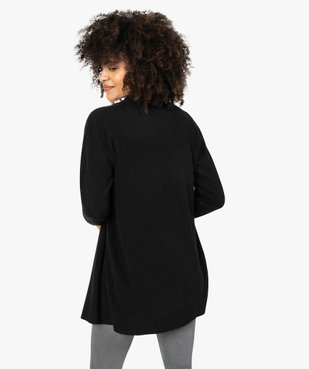 Gilet femme porté ouvert avec col châle côtelé vue3 - GEMO (MAILLE) - GEMO