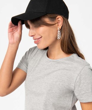 Tee-shirt femme à manches courtes et col rond vue2 - GEMO(FEMME PAP) - GEMO