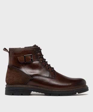 Boots dessus cuir avec boucle à la cheville homme - Tanéo vue1 - TANEO - GEMO